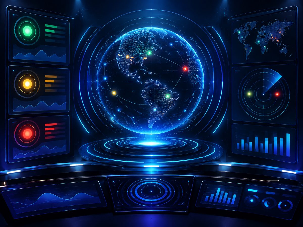 Representación de IA monitoreando indicadores del negocio en tiempo real y generando alertas gerenciales